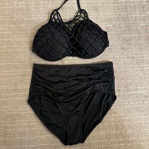 Shade and Shore 36DD Padded Netted Swim Top Kona Sol Bikini Medium